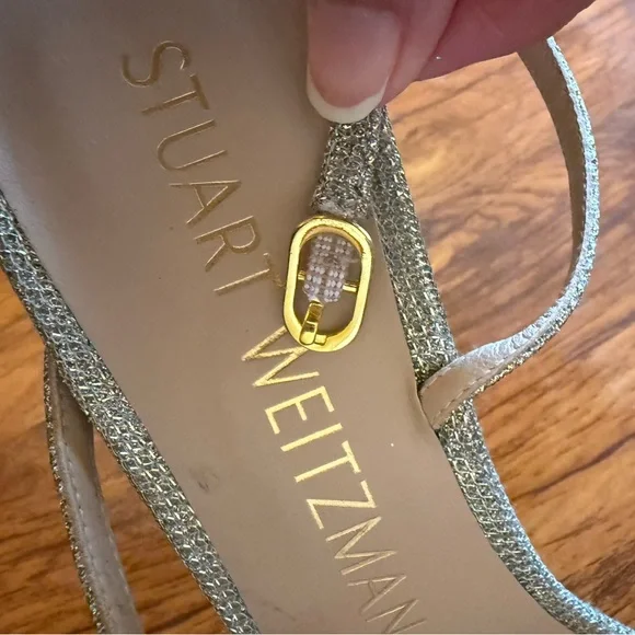 Stuart Weitzman Women’s Melodi Glitter High Heel Sandals Size: 38.5 8 B - Picture 15 of 16